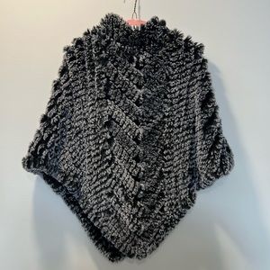 Faux fur cape poncho - asymmetrical with slight turtleneck from J McLaughlin